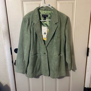 NWT Denim&Co Light Green Suede Women's Blazer